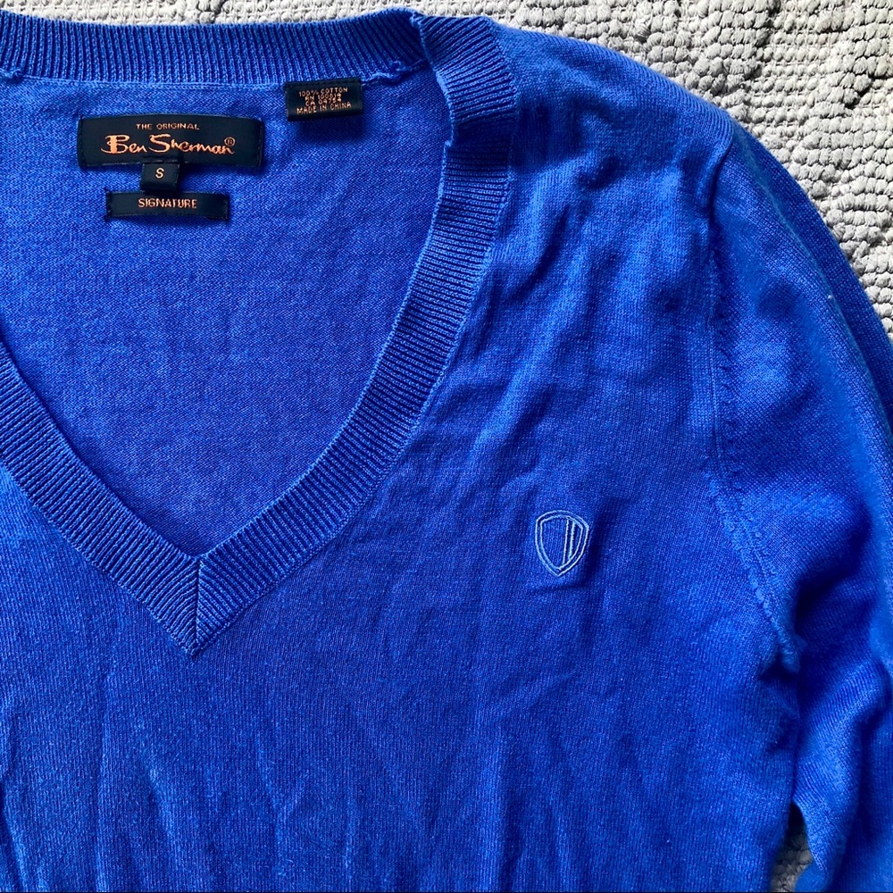 BEN SHERMAN Lightweight V-neck Sweater Blue - Sm